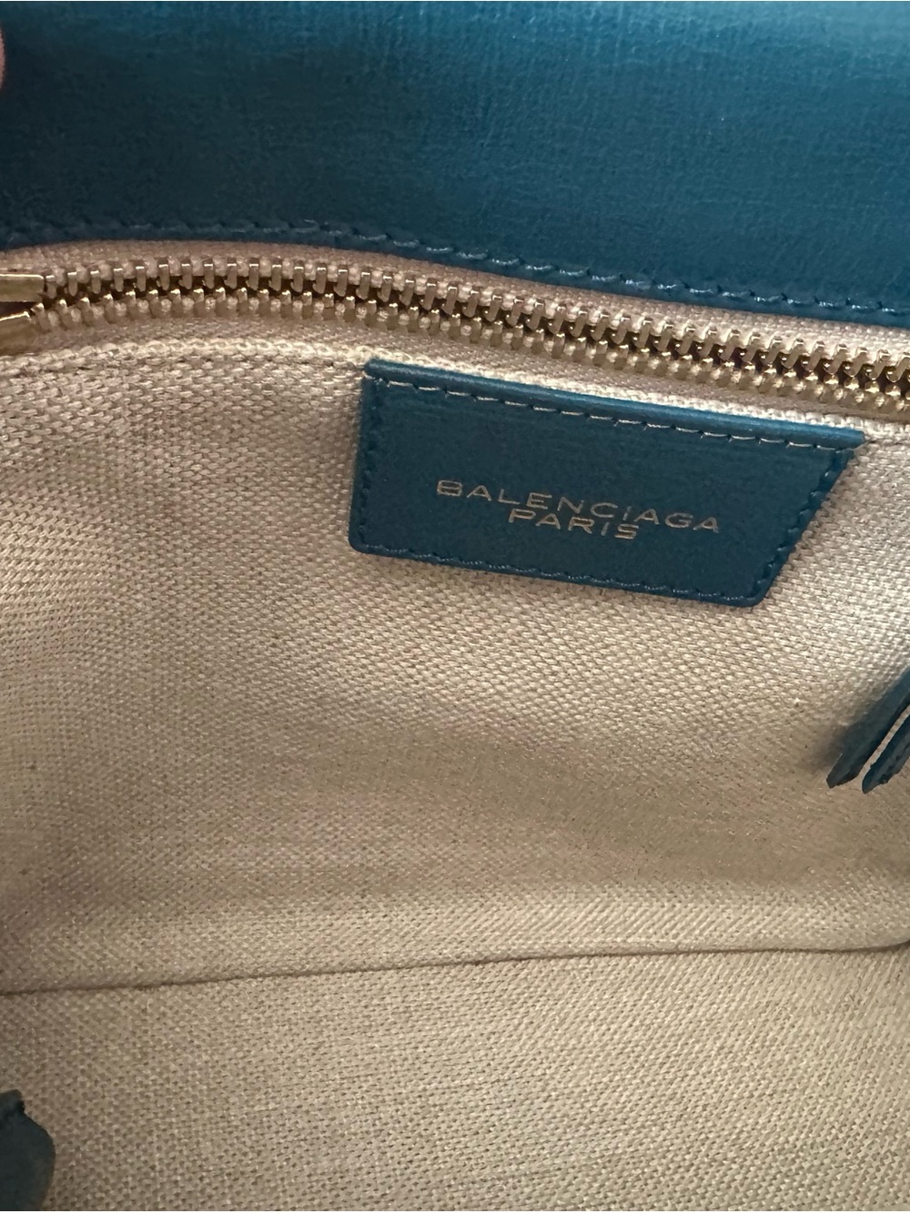 Balenciaga Teal Leather Satchel with Gold Hardware - Picture 4 of 7